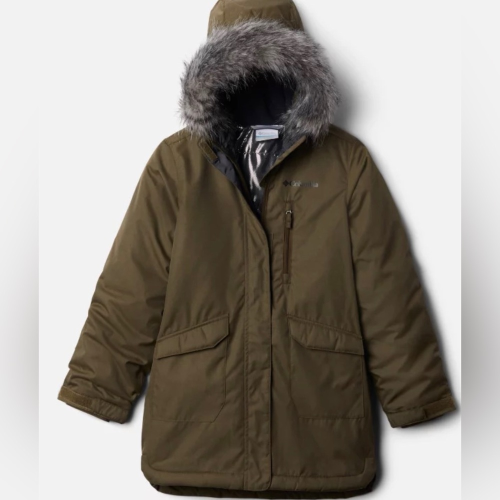 NWT Columbia Insulated Hooded Winter Suttle Mountain Parka Jacket Olive XXS 4/5